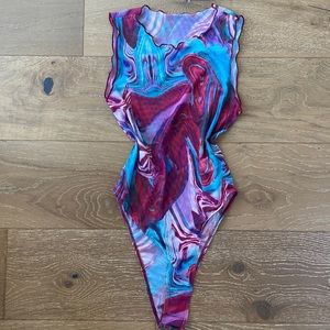 Purple Red & Blue Sheer Bodysuit